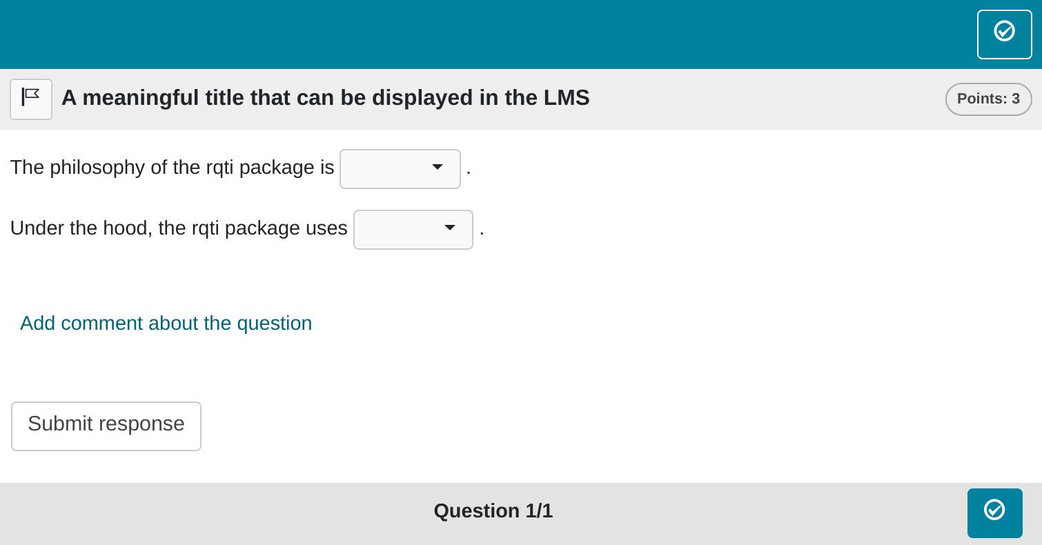 More complex dropdown task rendered in OPAL