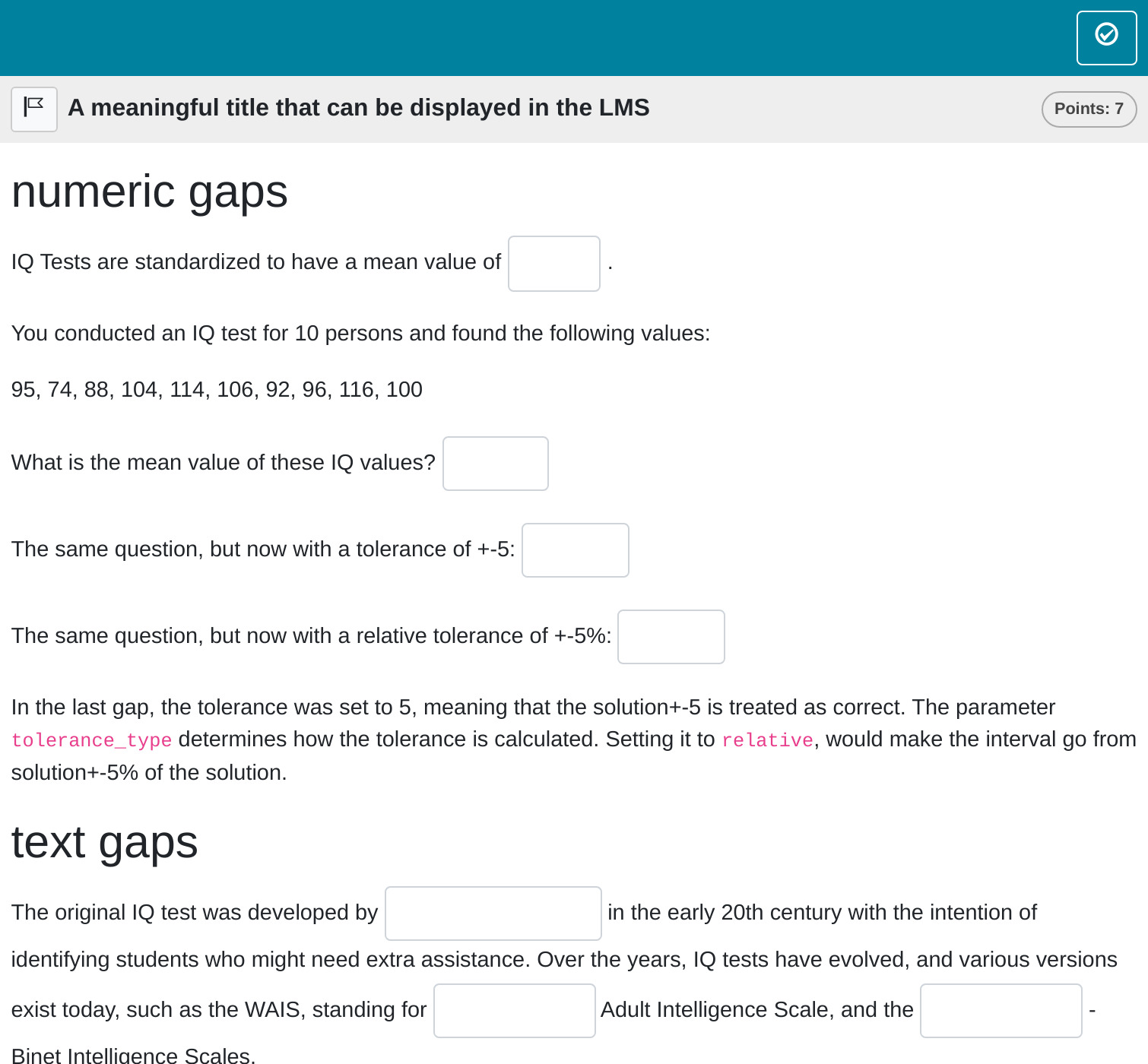 Preview of complex gap task in OPAL