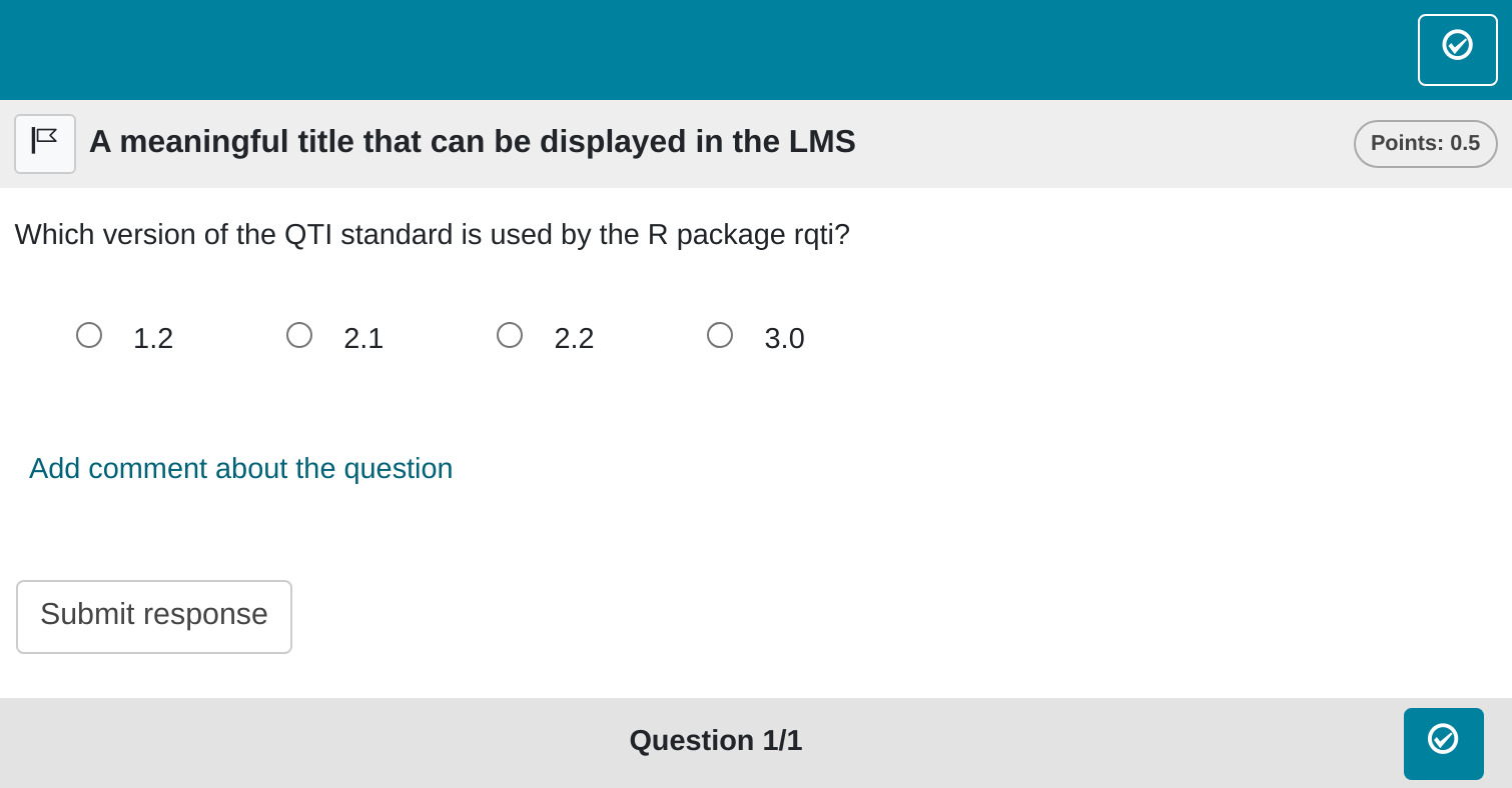 More complex single choice task rendered in OPAL