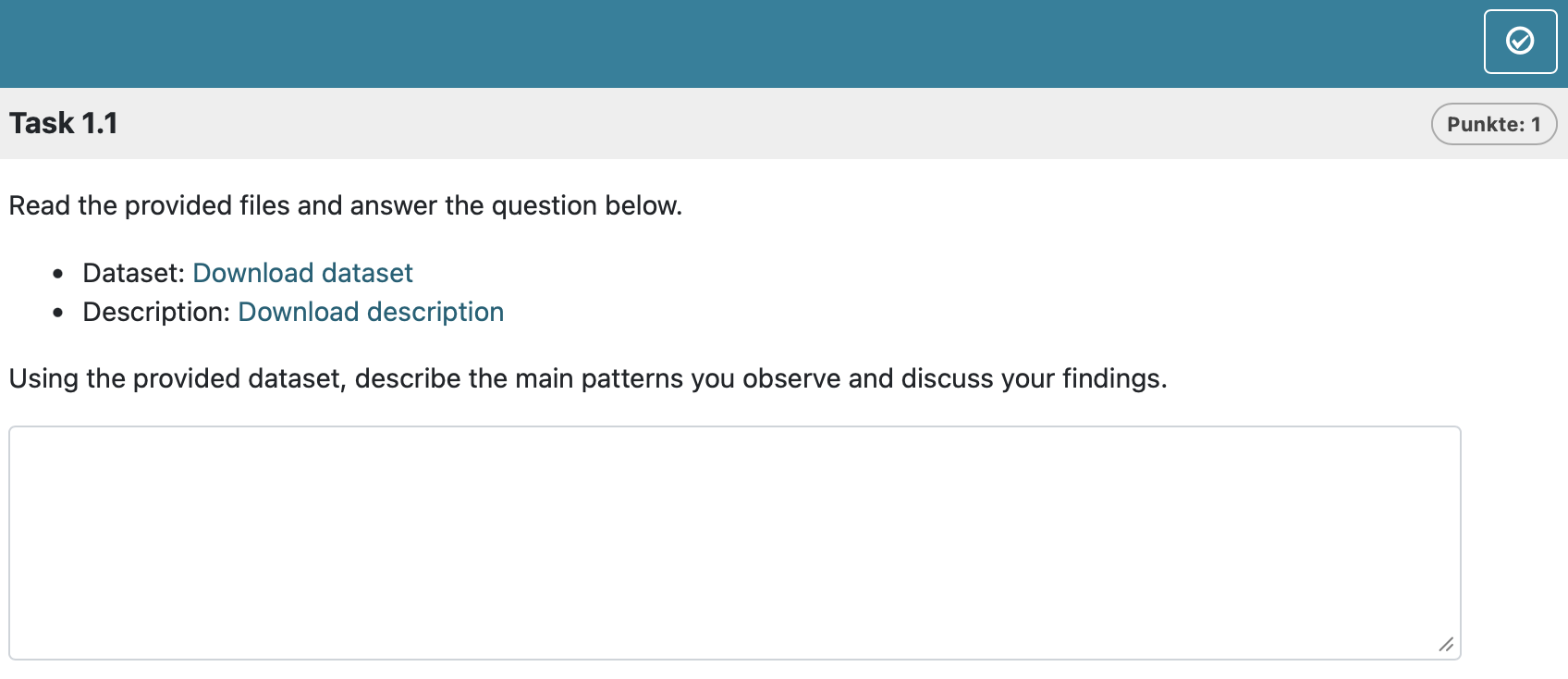 Preview of essay task with links in OPAL